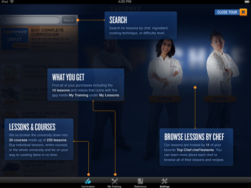 What you get with the Top Chef University iPad App